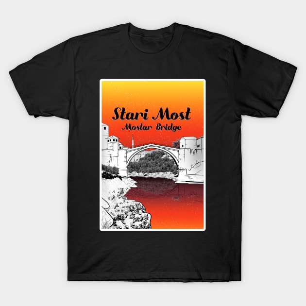 Stari Most Mostar Bridge T-Shirt by mailboxdisco